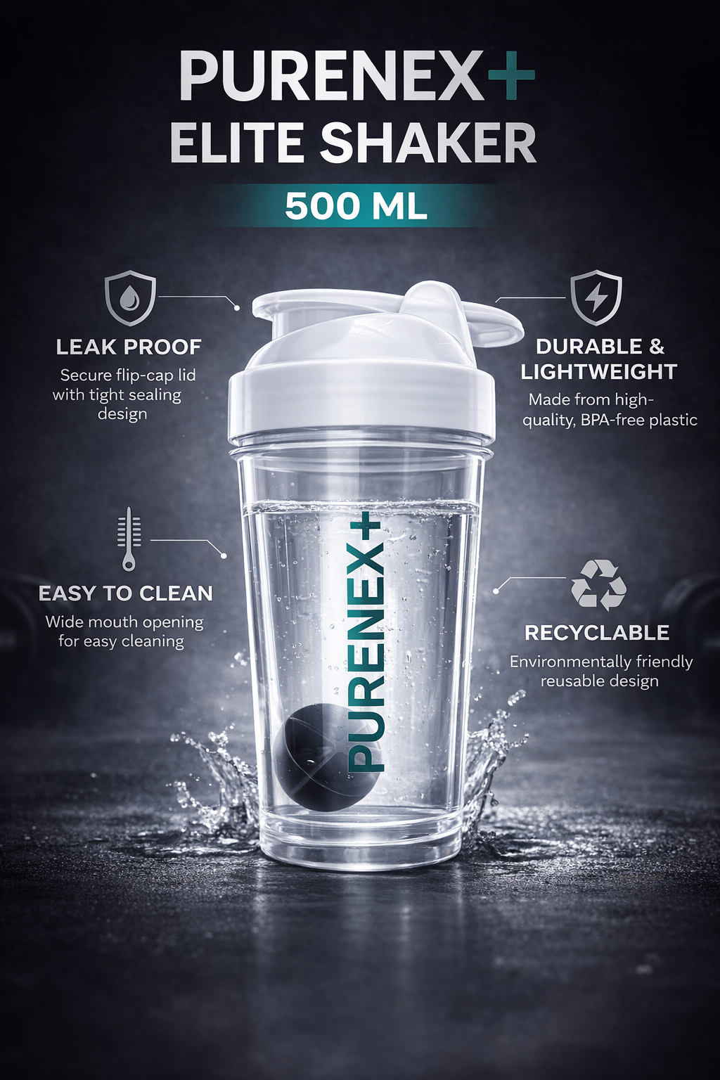 PURENEX+ Elite Shaker Bottle 500 ml - view 3