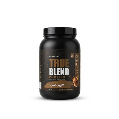 TRUE BLEND Cold Coffee Whey and Pea Protein Powder by PURENEX+